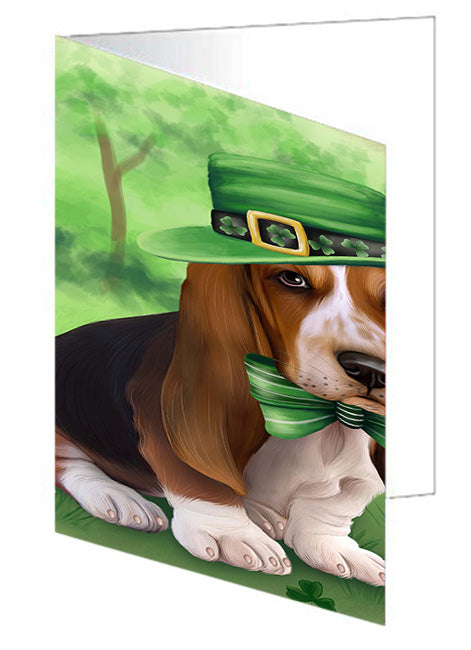 St. Patricks Day Irish Portrait Basset Hound Dog Handmade Artwork Assorted Pets Greeting Cards and Note Cards with Envelopes for All Occasions and Holiday Seasons GCD51959