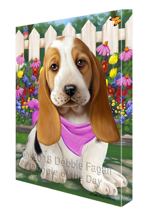 Spring Floral Basset Hound Dog Canvas Wall Art CVS63781
