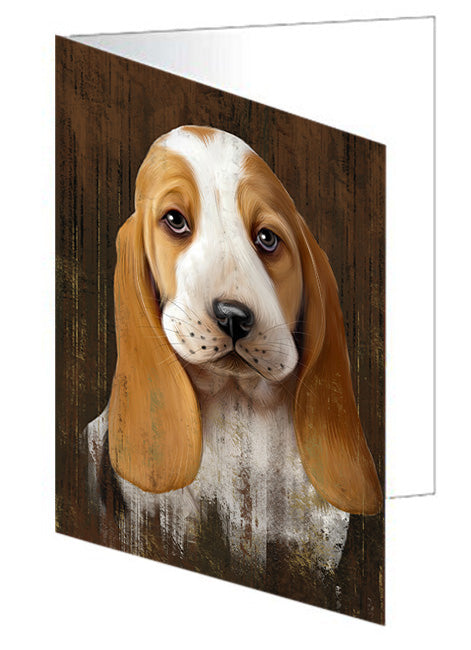 Rustic Basset Hound Dog Handmade Artwork Assorted Pets Greeting Cards and Note Cards with Envelopes for All Occasions and Holiday Seasons GCD55004