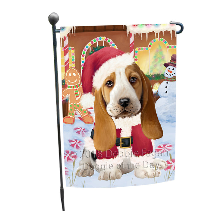 Christmas Gingerbread House Candyfest Basset Hound Dog Garden Flag GFLG56709