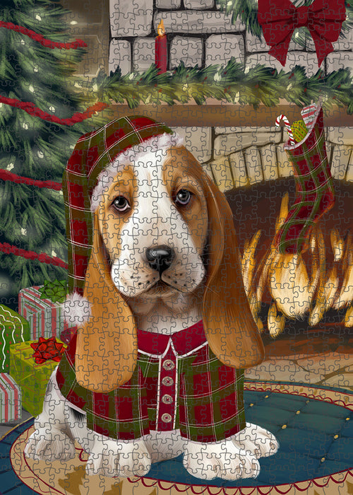 The Stocking was Hung Basset Hound Dog Puzzle with Photo Tin PUZL88956