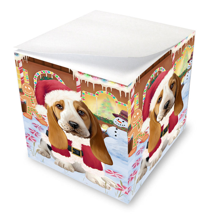 Christmas Gingerbread House Candyfest Basset Hound Dog Note Cube NOC54233