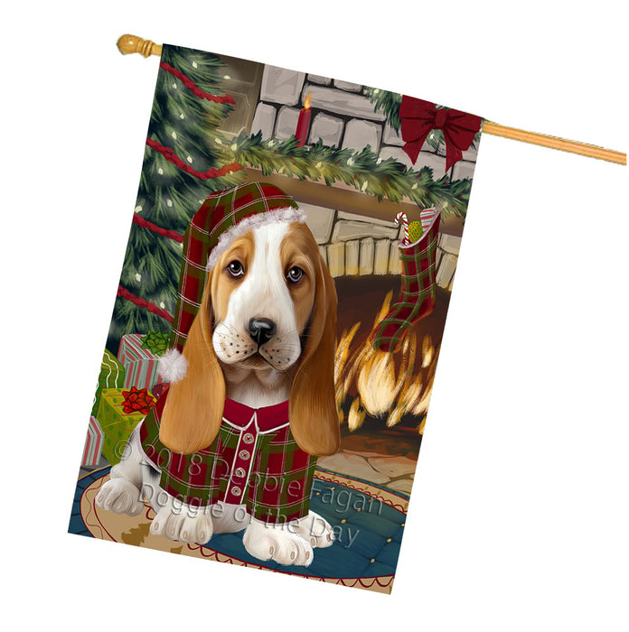 The Stocking was Hung Basset Hound Dog House Flag FLG55617