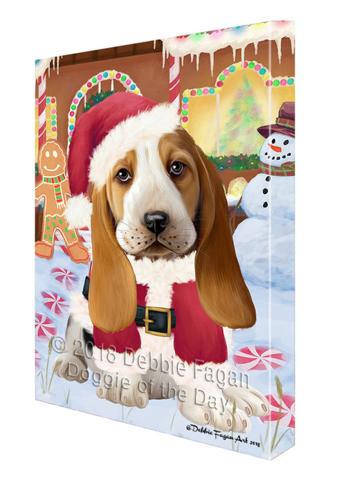 Christmas Gingerbread House Candyfest Basset Hound Dog Canvas Print Wall Art Décor CVS127673