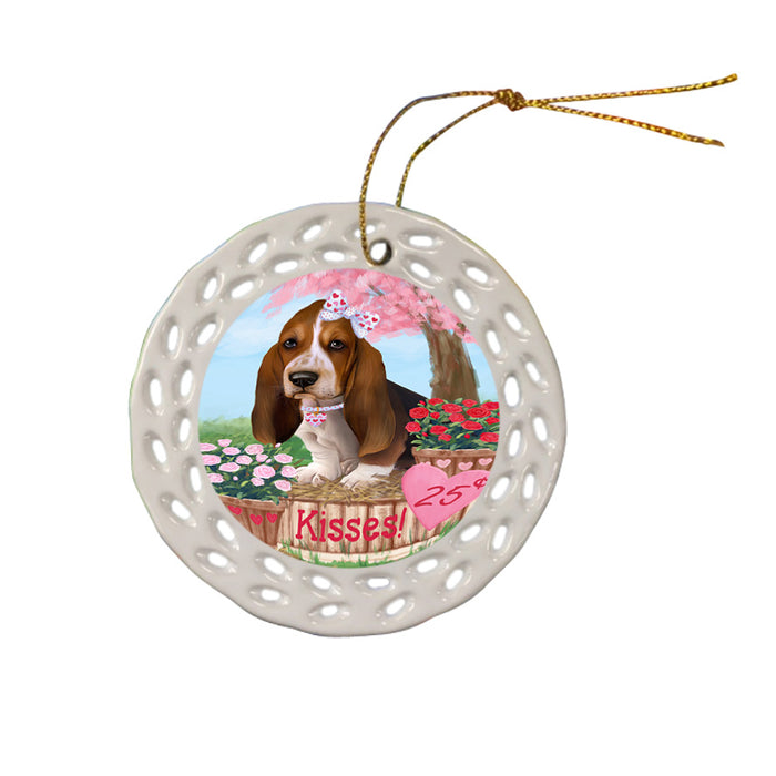 Rosie 25 Cent Kisses Basset Hound Dog Ceramic Doily Ornament DPOR56162