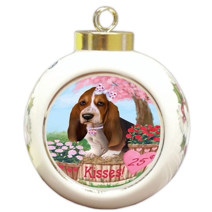 Rosie 25 Cent Kisses Basset Hound Dog Round Ball Christmas Ornament RBPOR56162