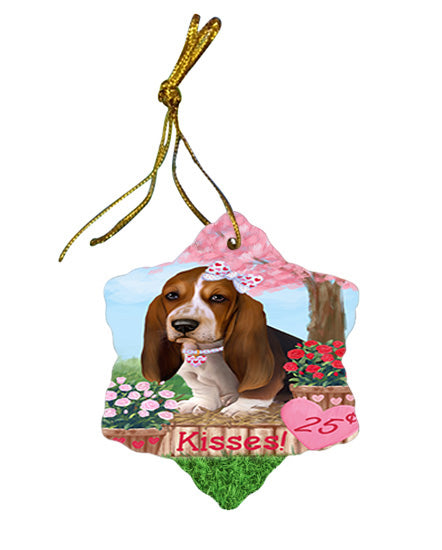 Rosie 25 Cent Kisses Basset Hound Dog Star Porcelain Ornament SPOR56162