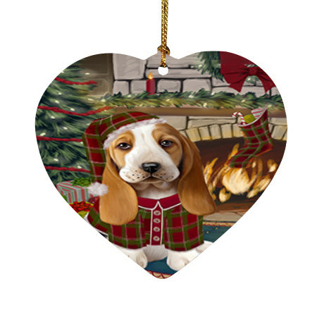 The Stocking was Hung Basset Hound Dog Heart Christmas Ornament HPOR55544