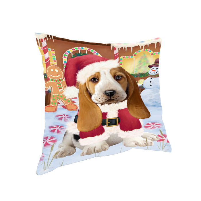 Christmas Gingerbread House Candyfest Basset Hound Dog Pillow PIL78936