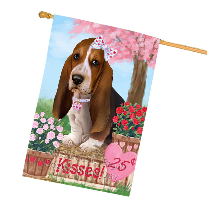 Rosie 25 Cent Kisses Basset Hound Dog House Flag FLG56490