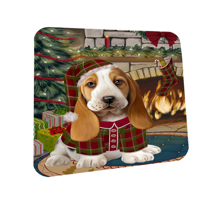 The Stocking was Hung Basset Hound Dog Coasters Set of 4 CST55146