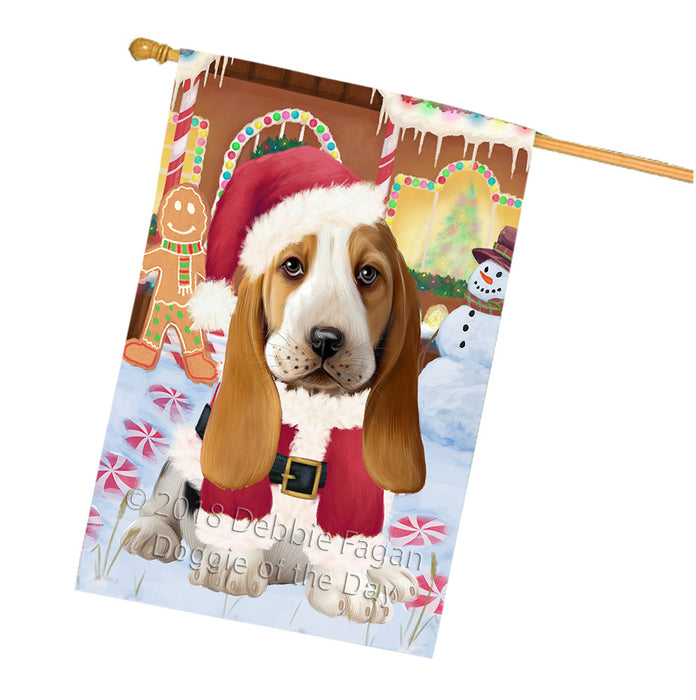 Christmas Gingerbread House Candyfest Basset Hound Dog House Flag FLG56845