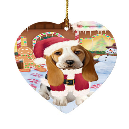Christmas Gingerbread House Candyfest Basset Hound Dog Heart Christmas Ornament HPOR56517