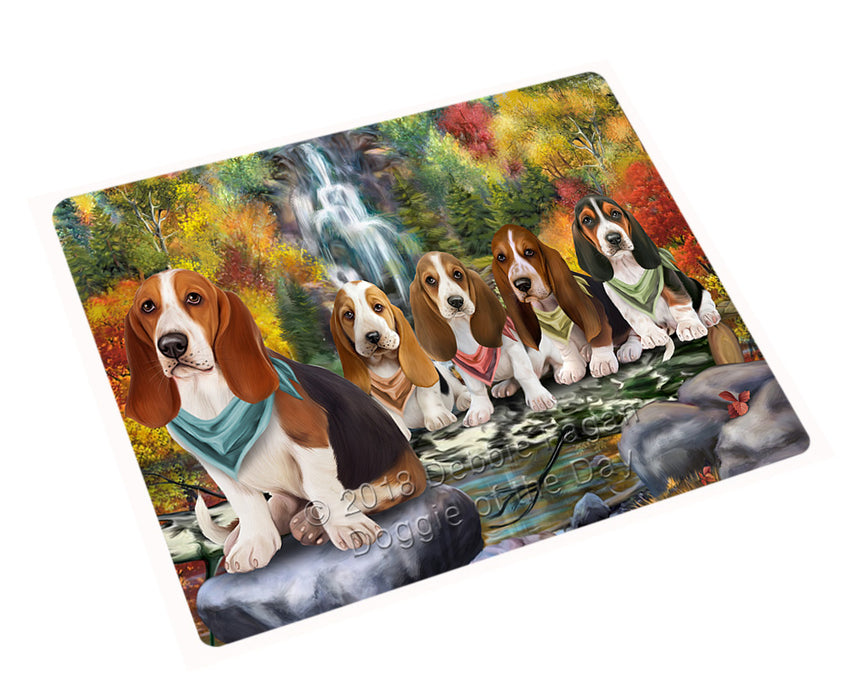 Scenic Waterfall Basset Hounds Dog Cutting Board C59685