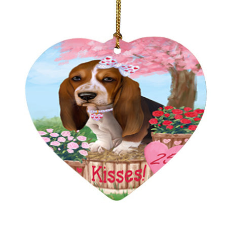 Rosie 25 Cent Kisses Basset Hound Dog Heart Christmas Ornament HPOR56162