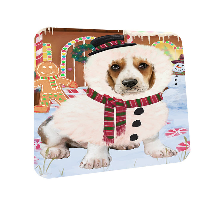 Christmas Gingerbread House Candyfest Basset Hound Dog Coasters Set of 4 CST56120