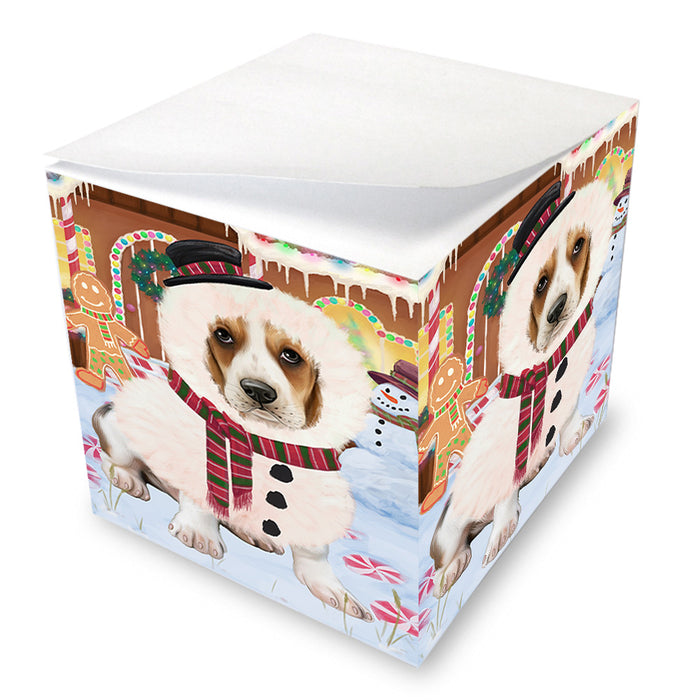 Christmas Gingerbread House Candyfest Basset Hound Dog Note Cube NOC54234