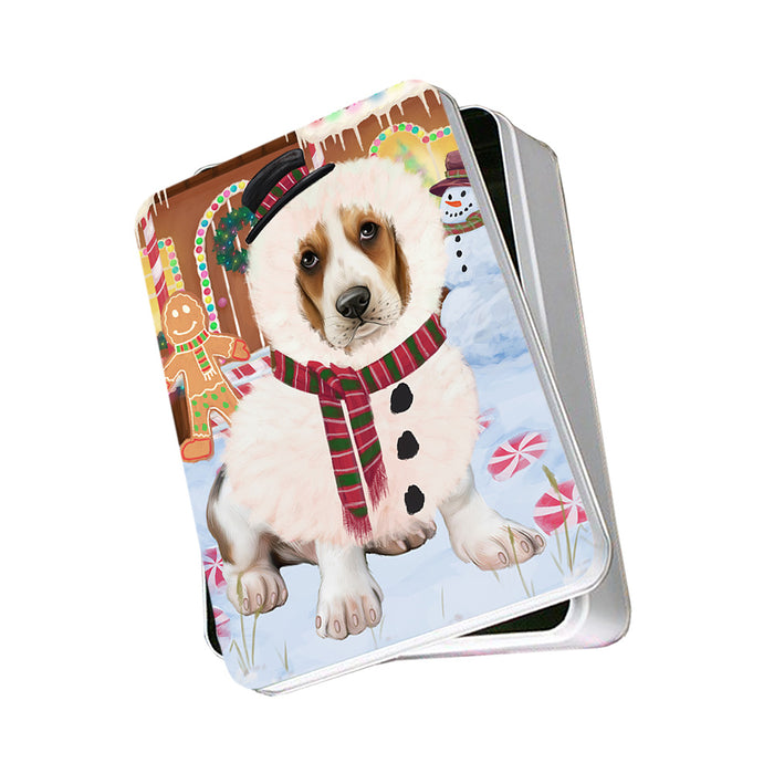 Christmas Gingerbread House Candyfest Basset Hound Dog Photo Storage Tin PITN56081
