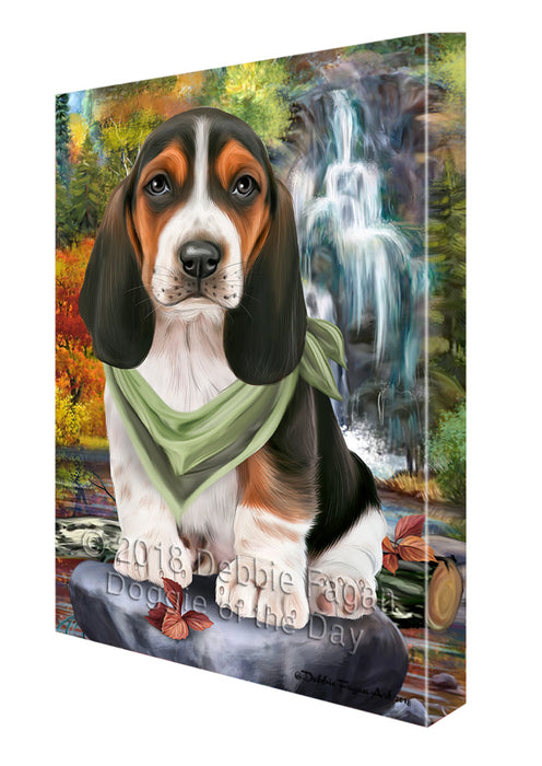 Scenic Waterfall Basset Hound Dog Canvas Print Wall Art Décor CVS83582