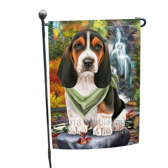 Scenic Waterfall Basset Hound Dog Garden Flag GFLG51810