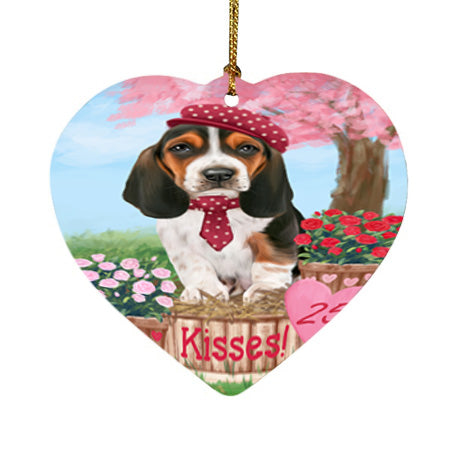 Rosie 25 Cent Kisses Basset Hound Dog Heart Christmas Ornament HPOR56163