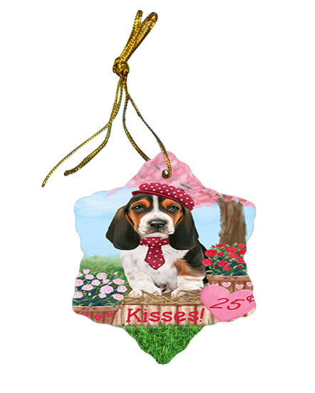 Rosie 25 Cent Kisses Basset Hound Dog Star Porcelain Ornament SPOR56163