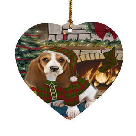 The Stocking was Hung Basset Hound Dog Heart Christmas Ornament HPOR55545