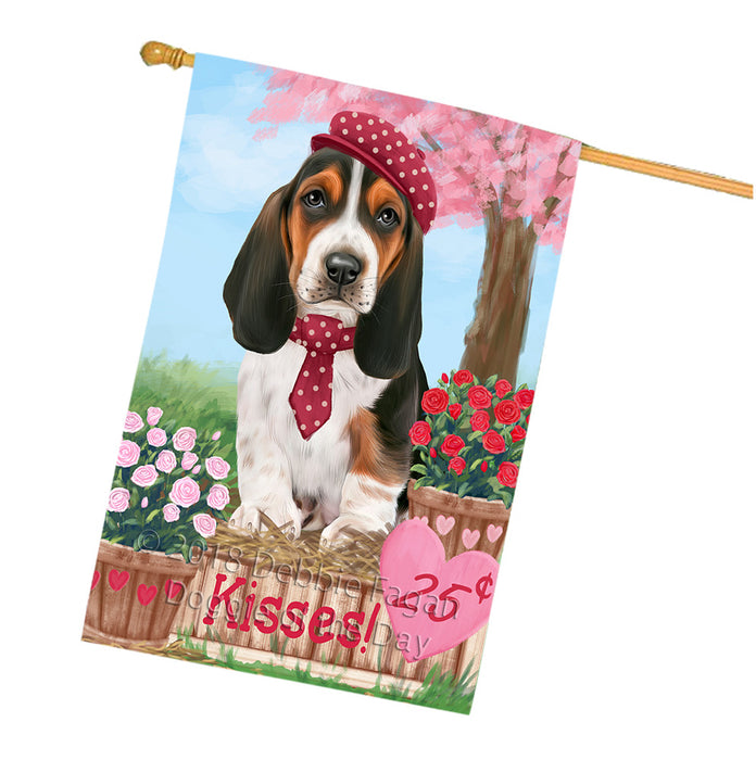 Rosie 25 Cent Kisses Basset Hound Dog House Flag FLG56491