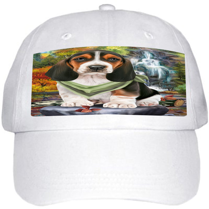 Scenic Waterfall Basset Hound Dog Ball Hat Cap HAT59172