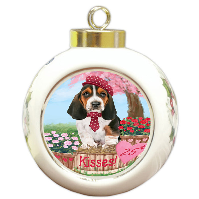 Rosie 25 Cent Kisses Basset Hound Dog Round Ball Christmas Ornament RBPOR56163