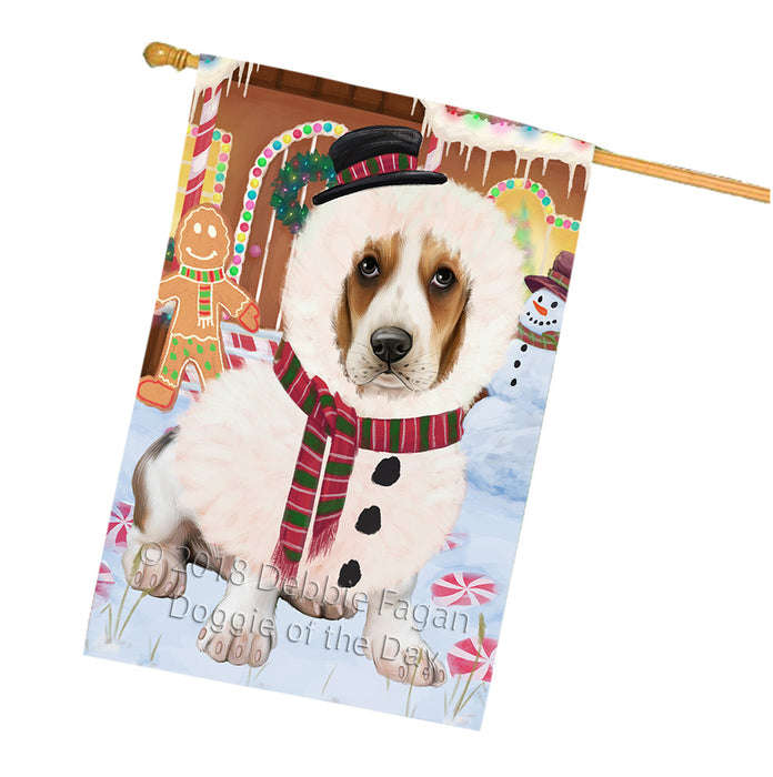Christmas Gingerbread House Candyfest Basset Hound Dog House Flag FLG56846