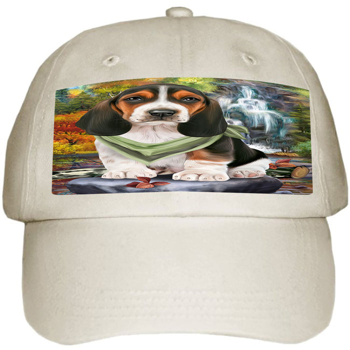 Scenic Waterfall Basset Hound Dog Ball Hat Cap HAT59172