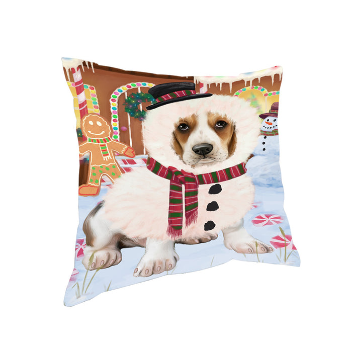 Christmas Gingerbread House Candyfest Basset Hound Dog Pillow PIL78940