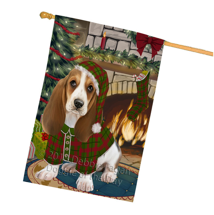 The Stocking was Hung Basset Hound Dog House Flag FLG55618