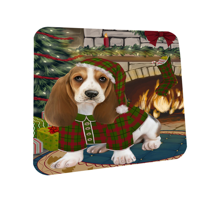 The Stocking was Hung Basset Hound Dog Coasters Set of 4 CST55147