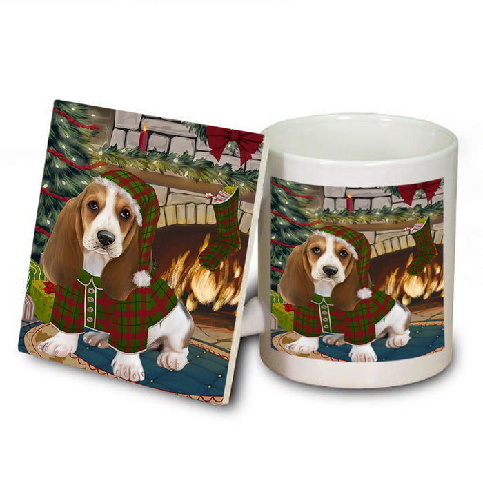 The Stocking was Hung Basset Hound Dog Mug and Coaster Set MUC55181