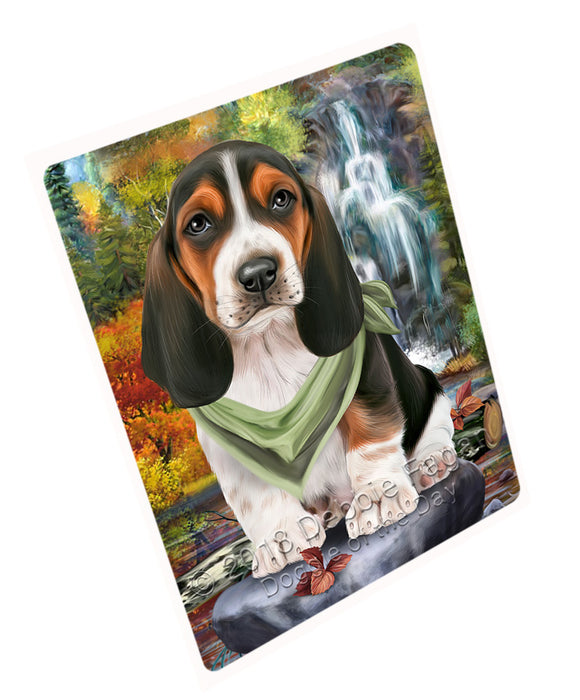 Scenic Waterfall Basset Hound Dog Large Refrigerator / Dishwasher Magnet RMAG71376
