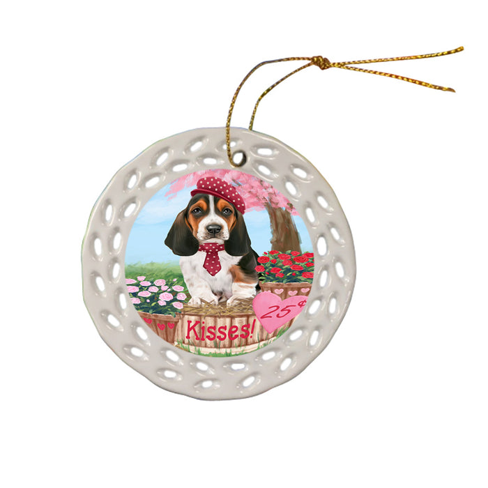 Rosie 25 Cent Kisses Basset Hound Dog Ceramic Doily Ornament DPOR56163