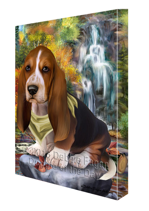Scenic Waterfall Basset Hound Dog Canvas Print Wall Art Décor CVS83591