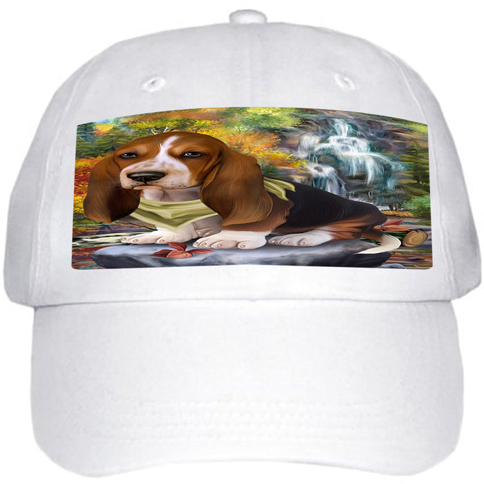 Scenic Waterfall Basset Hound Dog Ball Hat Cap HAT59175
