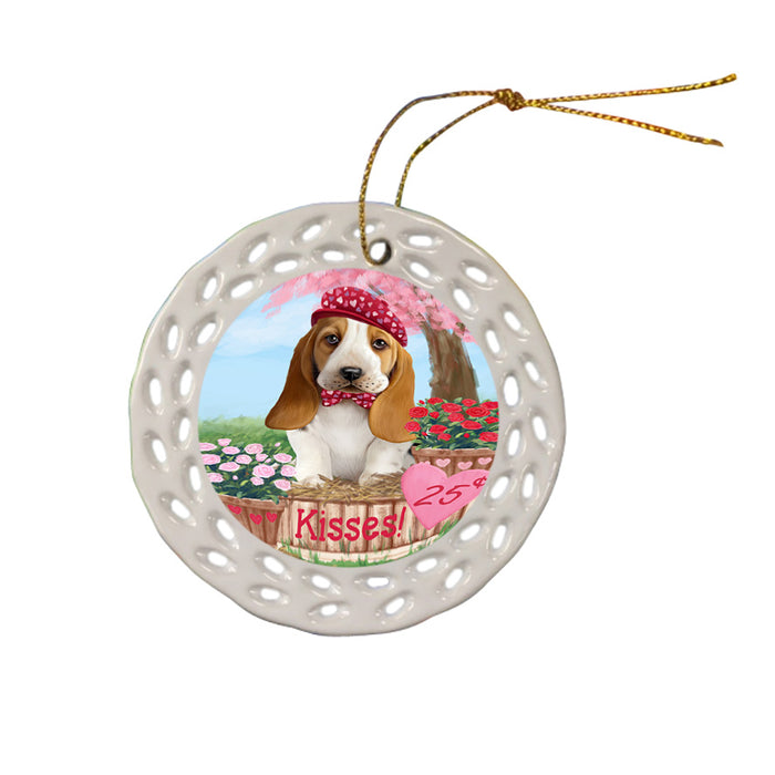 Rosie 25 Cent Kisses Basset Hound Dog Ceramic Doily Ornament DPOR56164