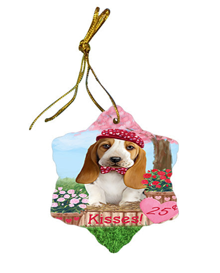 Rosie 25 Cent Kisses Basset Hound Dog Star Porcelain Ornament SPOR56164