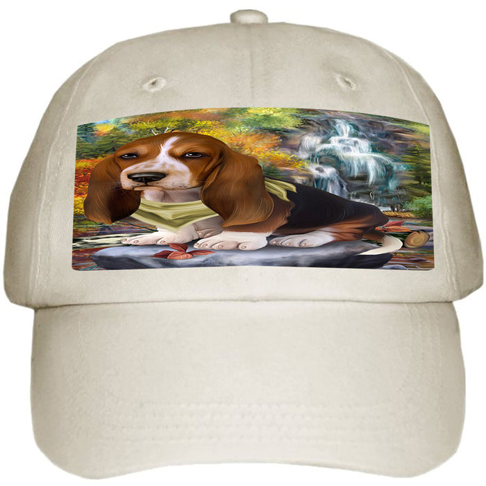Scenic Waterfall Basset Hound Dog Ball Hat Cap HAT59175