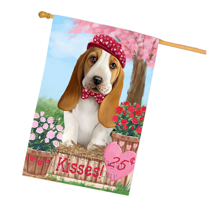 Rosie 25 Cent Kisses Basset Hound Dog House Flag FLG56492