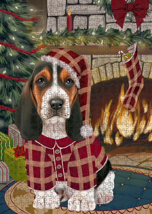 The Stocking was Hung Basset Hound Dog Puzzle with Photo Tin PUZL88964