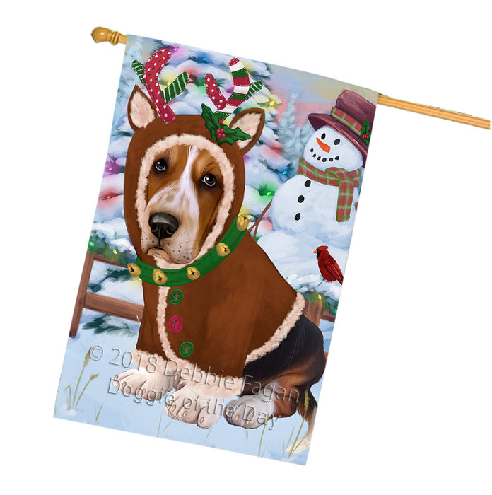 Christmas Gingerbread House Candyfest Basset Hound Dog House Flag FLG56847