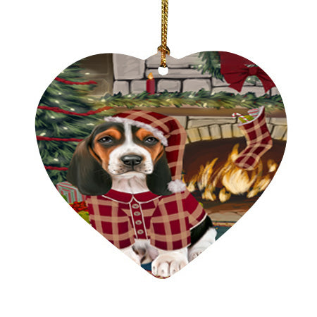 The Stocking was Hung Basset Hound Dog Heart Christmas Ornament HPOR55546
