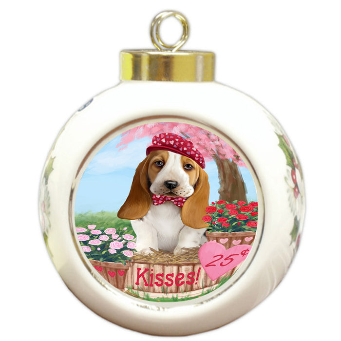 Rosie 25 Cent Kisses Basset Hound Dog Round Ball Christmas Ornament RBPOR56164