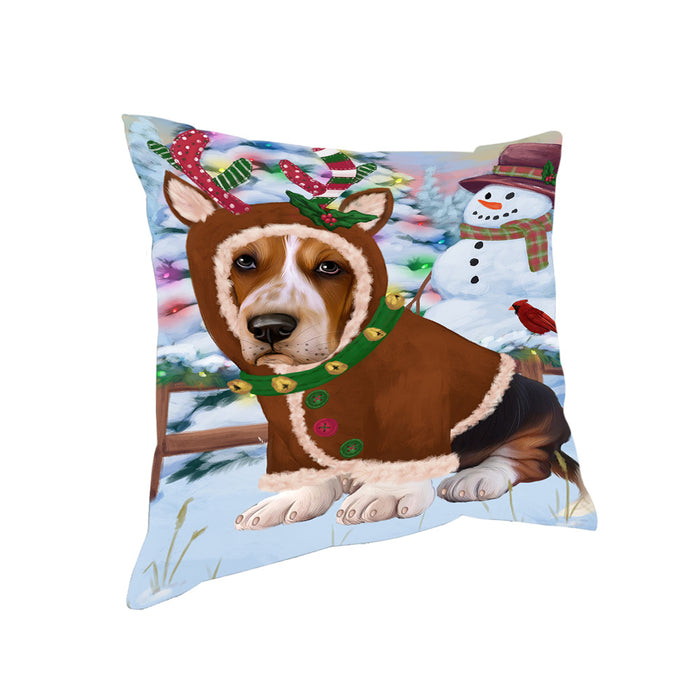 Christmas Gingerbread House Candyfest Basset Hound Dog Pillow PIL78944