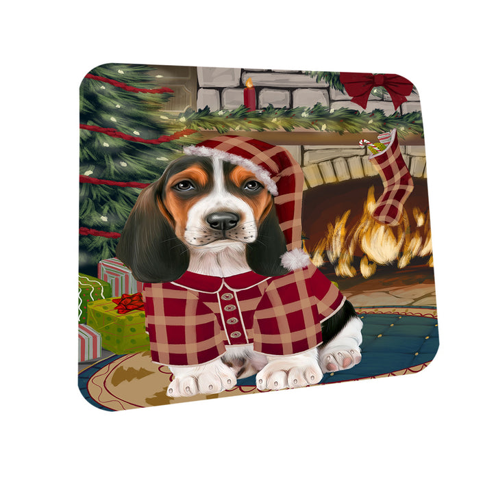 The Stocking was Hung Basset Hound Dog Coasters Set of 4 CST55148
